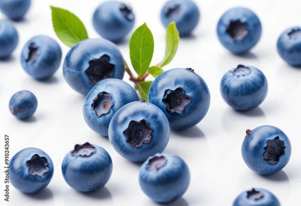 Falling Blueberry isolated on white background, selective focus, ai Falling Blueberry isolated on white background, selective focus, ai