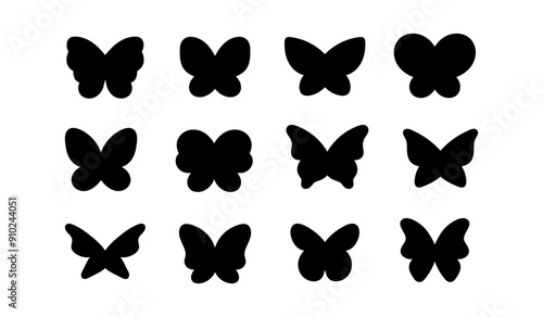 Butterfly silhouette set. Simple vector butterfly icon set. 