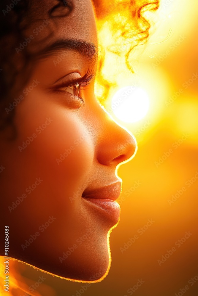 Golden glow of serenity at sunset with a thoughtful young woman Golden glow of serenity at sunset with a thoughtful young woman