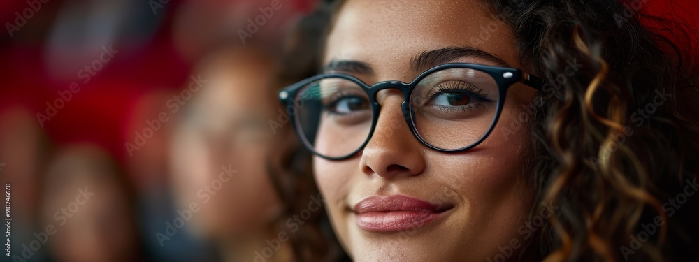 close-up of her face; man in background close-up of her face; man in background
