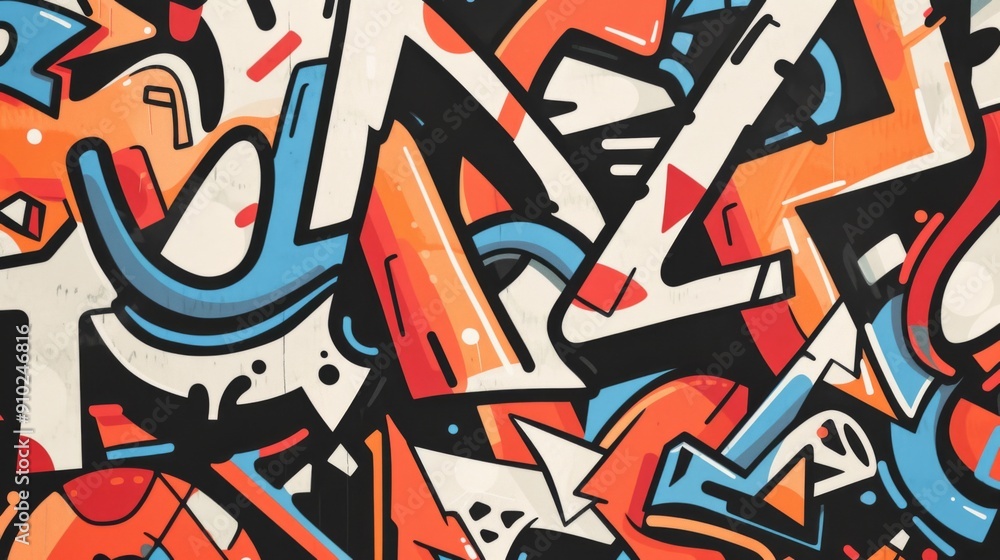 Naklejka premium Graffiti symbols, featuring bold lines and dynamic shapes for an urban feel