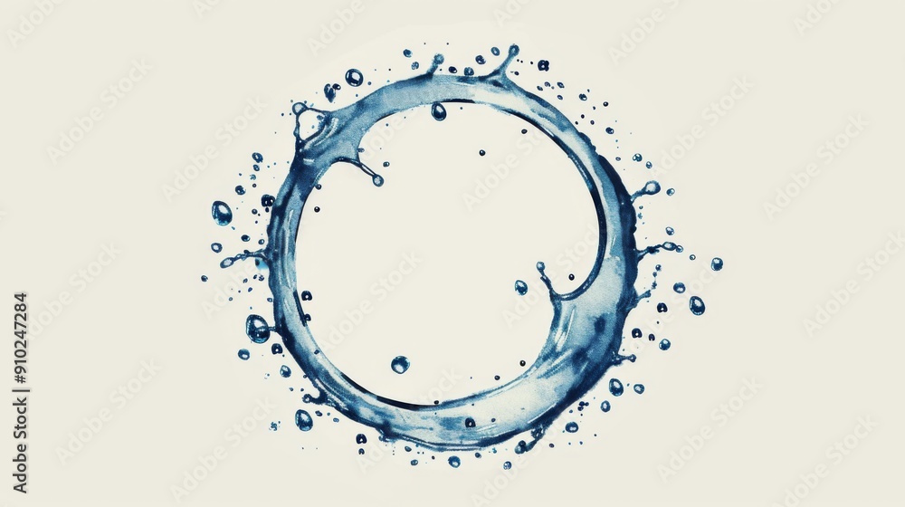 Illustration of a circular frame made from water droplets Illustration of a circular frame made from water droplets