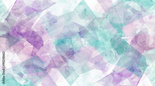 Soft Pastel Mint and Purple Geometric Shapes Elegantly Arranged on White Background