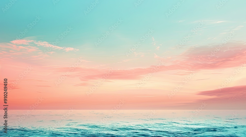 Obraz premium Tranquil Pastel Blue and Coral Gradient Wallpaper for Relaxation and Harmony