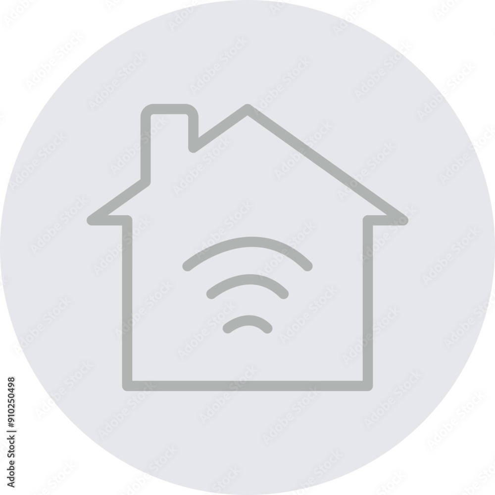 Smart Home Vector Line Grey Circle Grey Smart Home Vector Line Grey Circle Grey