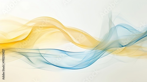Serene Pastel Yellow and Blue Abstract Waves on White Background