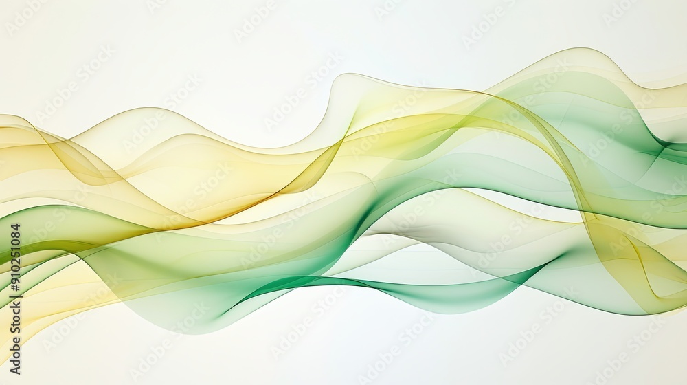 Serene Pastel Yellow and Green Abstract Waves on White Background for Calm and Relaxing Concept Serene Pastel Yellow and Green Abstract Waves on White Background for Calm and Relaxing Concept