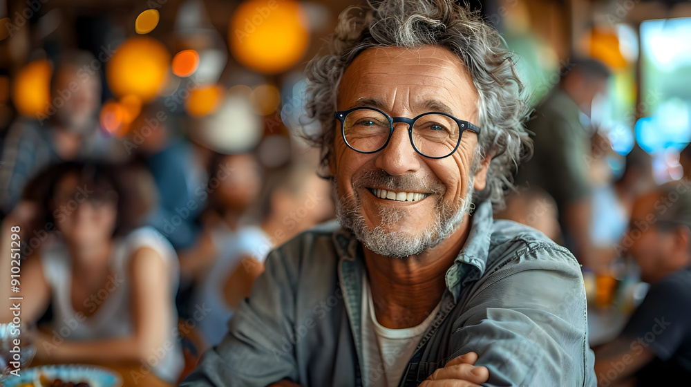 Smiling Senior Man in a Cafe - Photo Smiling Senior Man in a Cafe - Photo
