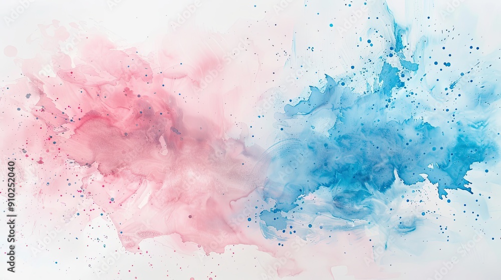 Obraz premium Soft Pastel Blue and Pink Watercolor Splashes on Light Background for Artistic Design