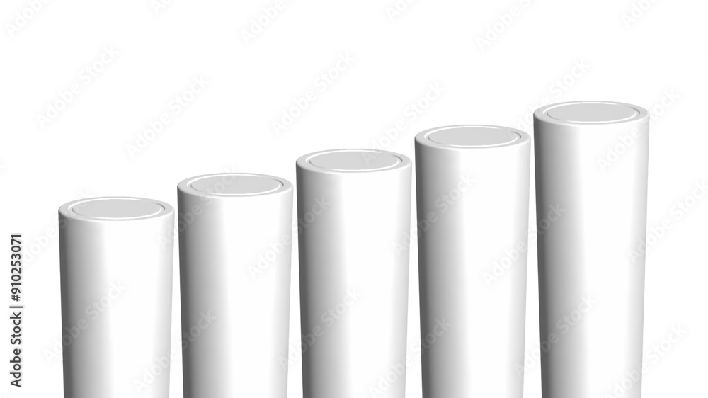 5 cylinder silver pedestal podiums and step on transparent background 5 cylinder silver pedestal podiums and step on transparent background