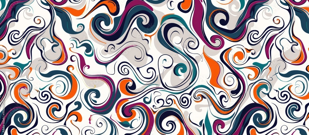 Abstract seamless colorful pattern with abstract curly drops. Floral endless ornament background texture. Vector background. Abstract seamless colorful pattern with abstract curly drops. Floral endless ornament background texture. Vector background.