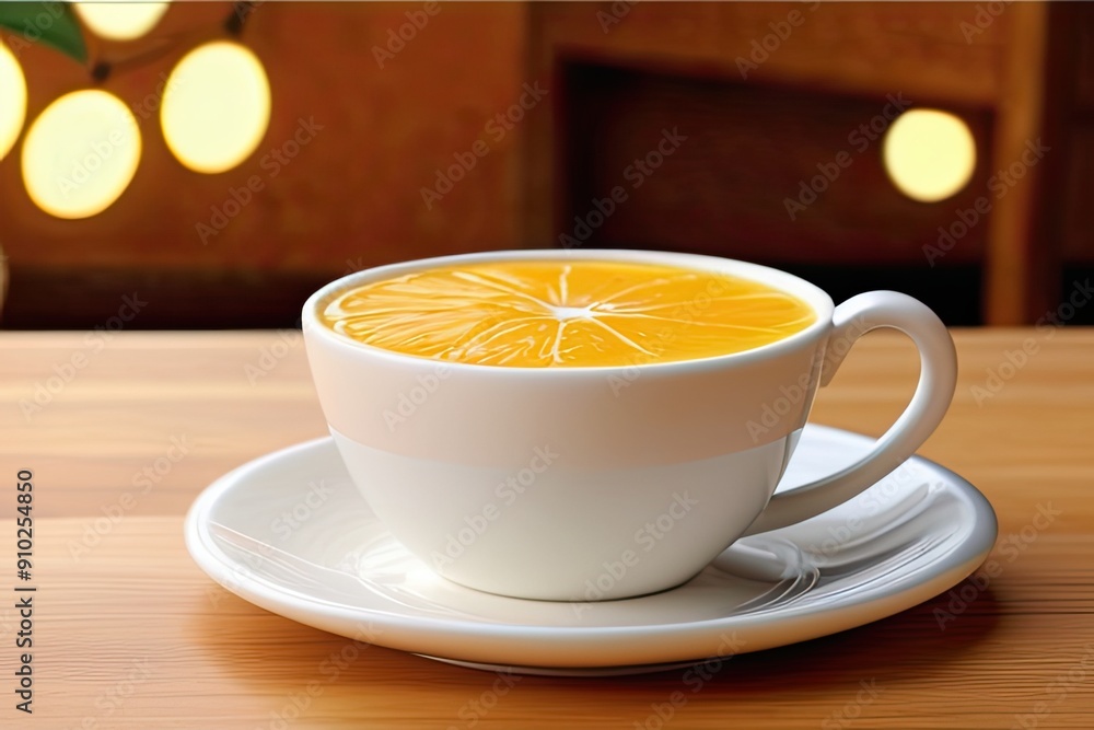 Orange Slice in a Cup of Tea.bad Ai generate image Orange Slice in a Cup of Tea.bad Ai generate image