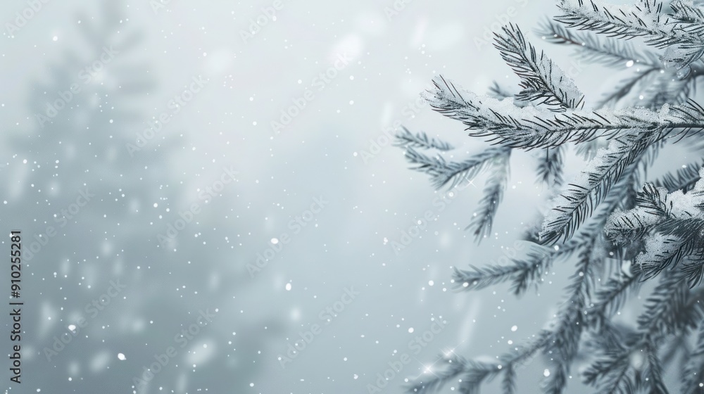 Snow-Covered Pine Branch in Winter Wonderland Snow-Covered Pine Branch in Winter Wonderland