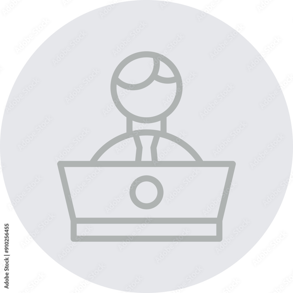 Office Worker Vector Line Grey Circle Grey Office Worker Vector Line Grey Circle Grey