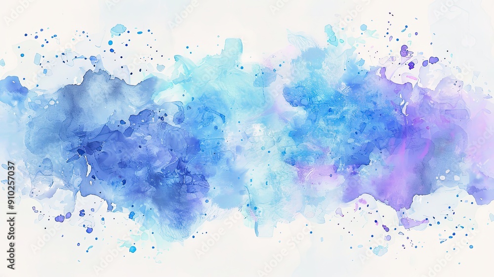Obraz premium Dreamy Pastel Blue and Lavender Watercolor Splashes on Light Background for Abstract Art and Design Concepts