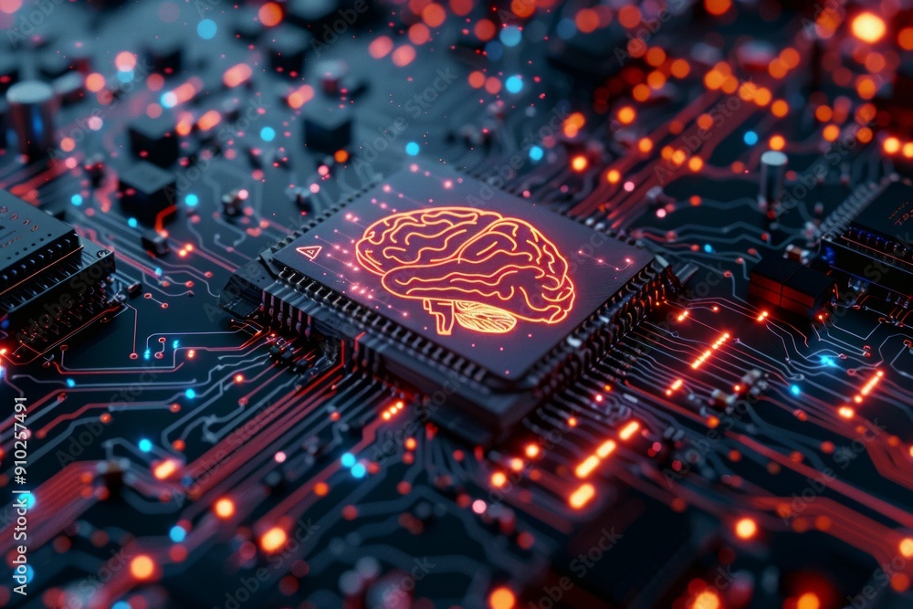 Tech AI concept controlling technological tools and intelligent robots. Development of an artificial code of ethics chips artificial intelligence science concept Tech AI concept controlling technological tools and intelligent robots. Development of an artificial code of ethics chips artificial intelligence science concept