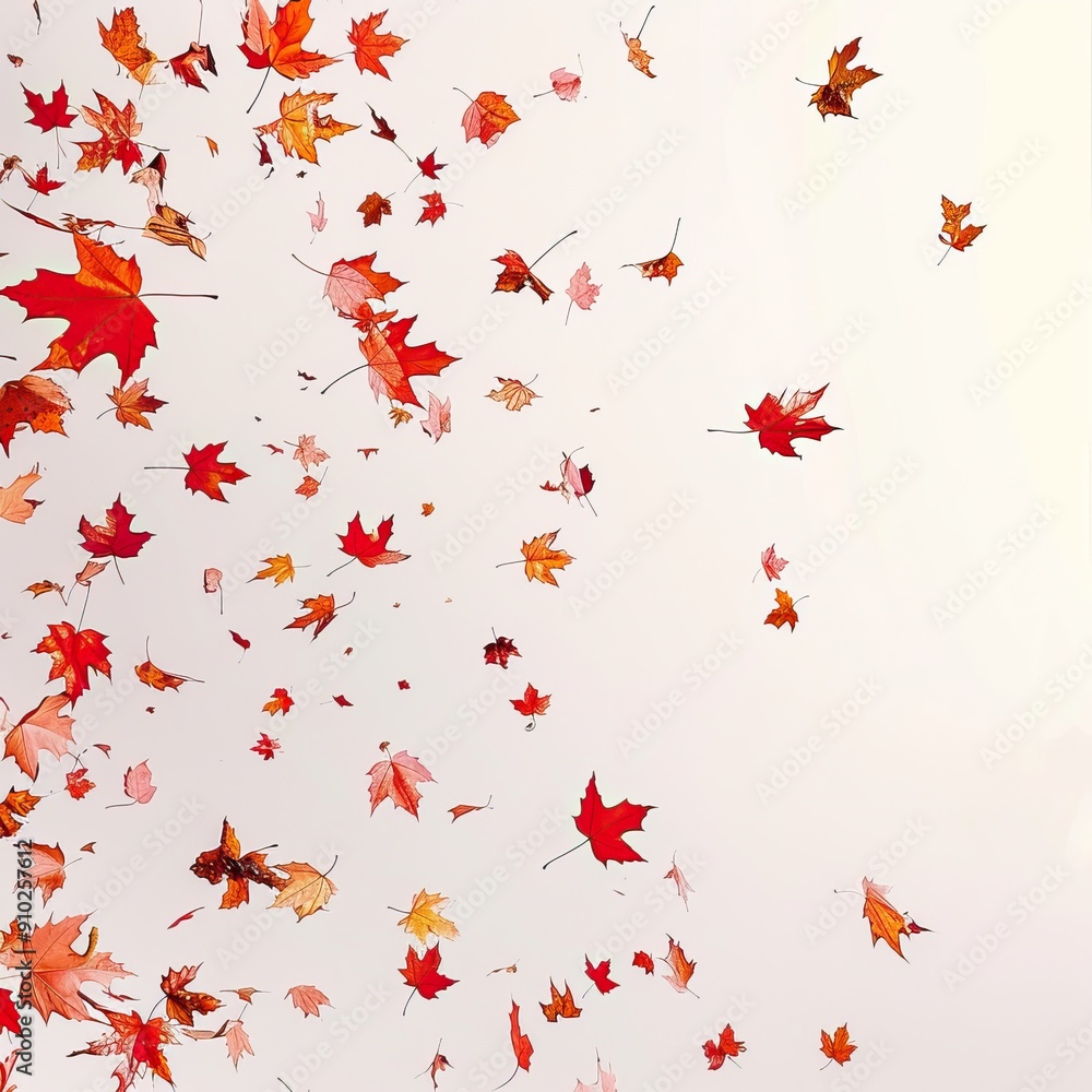Autumn Falling Maple Leaves. Vibrant, Colorful, and Airy. AI generated image white background or wallpaper Autumn Falling Maple Leaves. Vibrant, Colorful, and Airy. AI generated image white background or wallpaper