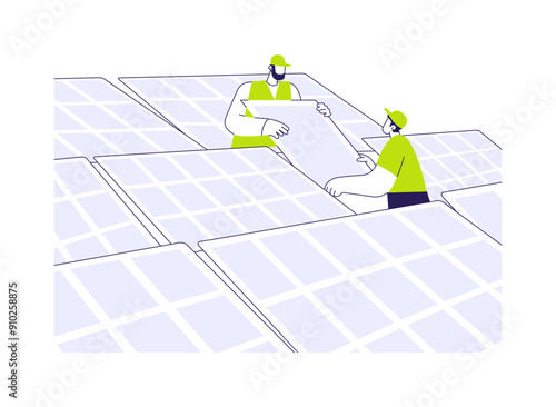 Solar power plants abstract concept vector illustration.