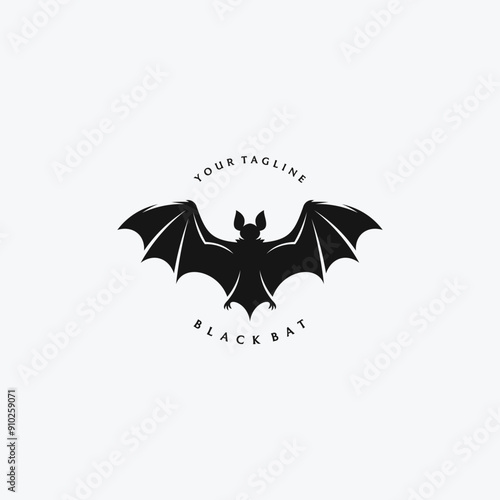 flying bat silhouette logo in vintage style