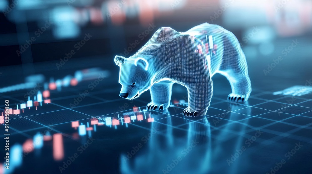 © InkCrafts - A powerful digital illustration of a bearish bear, representing the symbolic nature of stock analysis, competition, and market trends