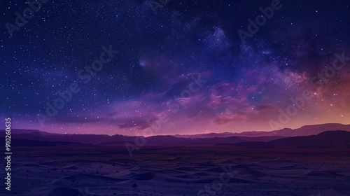 A breathtaking night sky with a vibrant Milky Way galaxy over a distant mountain range.