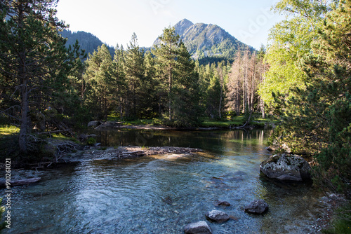 Summer landscape in Vall de Boi in Aiguestortes and Sant Maurici National Park, Spain photo