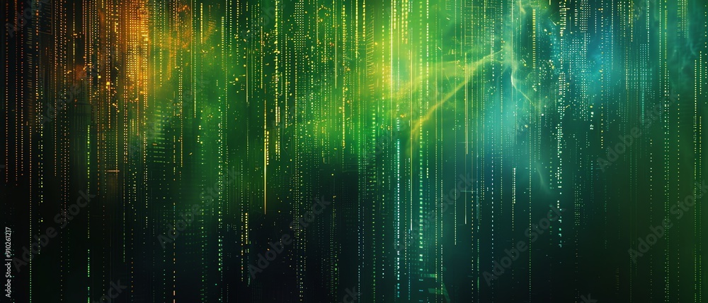 A glitchy digital matrix gradient in cyberpunk green, black, and electric blue with a grainy texture for a techsavvy and edgy poster A glitchy digital matrix gradient in cyberpunk green, black, and electric blue with a grainy texture for a techsavvy and edgy poster
