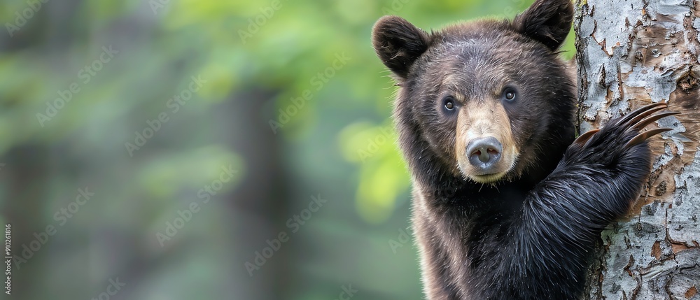 Bear climbing tree with claws gripping, strength and agility Bear climbing tree with claws gripping, strength and agility