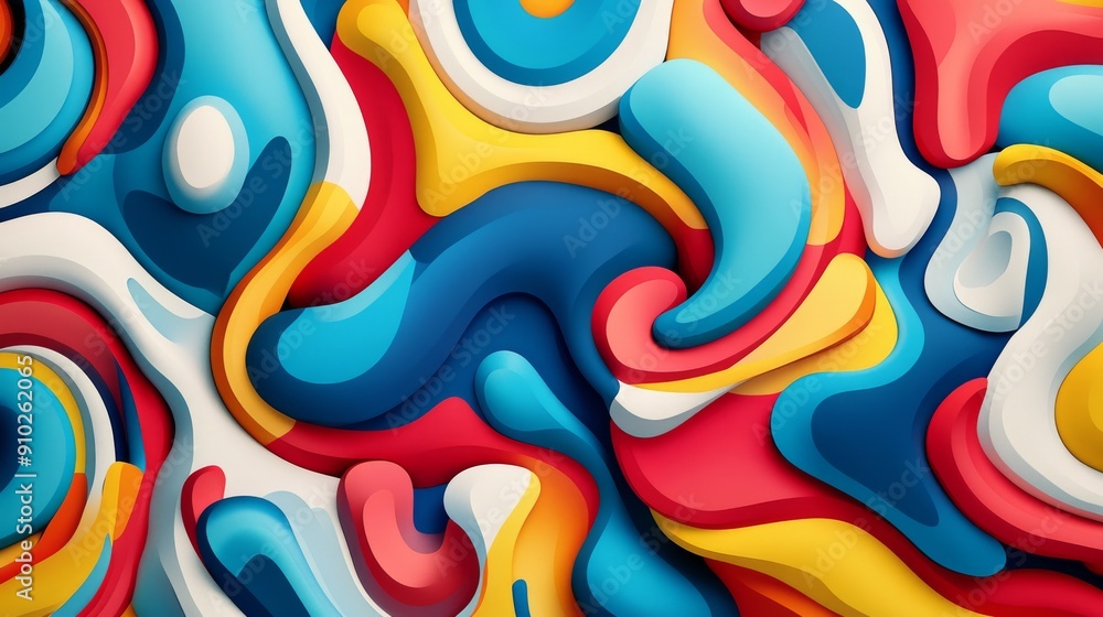 Vibrant abstract composition with rich colors and dynamic shapes, creating an energetic and playful mood. Vibrant abstract composition with rich colors and dynamic shapes, creating an energetic and playful mood.
