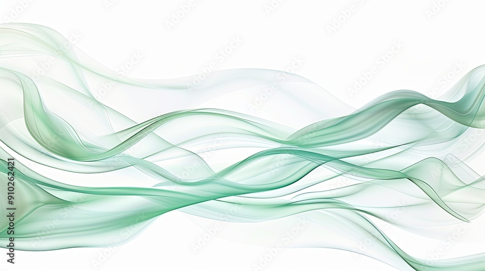 Serene Pastel Green and Mint Abstract Waves on White Background Serene Pastel Green and Mint Abstract Waves on White Background