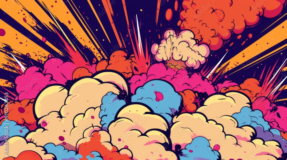 Illustrations of cartoon-style explosion effects Illustrations of cartoon-style explosion effects
