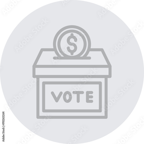 Campaign Donation Box Vector Line Grey Circle Grey