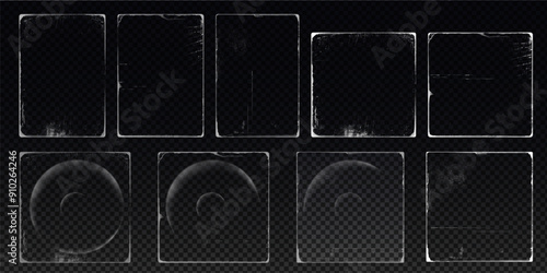 Set of vector album cover mockups with frayed edges.