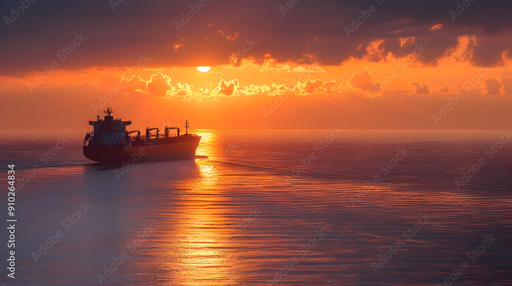 Ship Sailing at Sunset - Photo Ship Sailing at Sunset - Photo