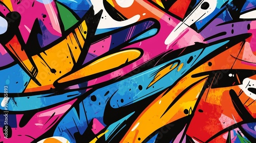 Vibrant abstract graffiti art featuring bold strokes and a mix of colors.