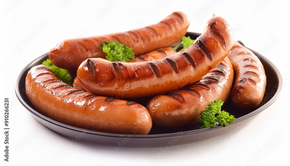 grilled sausages isolated on white background grilled sausages isolated on white background
