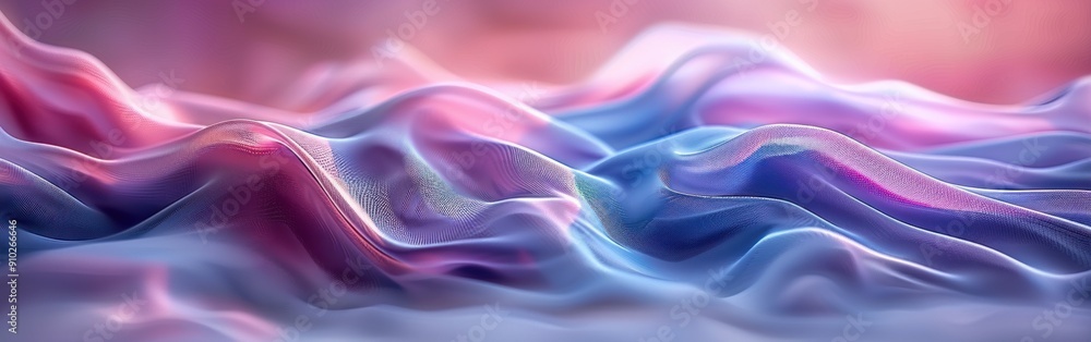 Close-up view of smooth, flowing fabric waves in a dreamy, surreal setting Close-up view of smooth, flowing fabric waves in a dreamy, surreal setting
