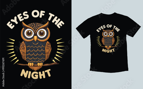 Vector cute kawali owl t-shirt design. Vintage, Rettro, Sunset, owl, t shirt graphics resources. photo