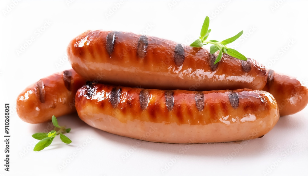 grilled sausages isolated on white background grilled sausages isolated on white background