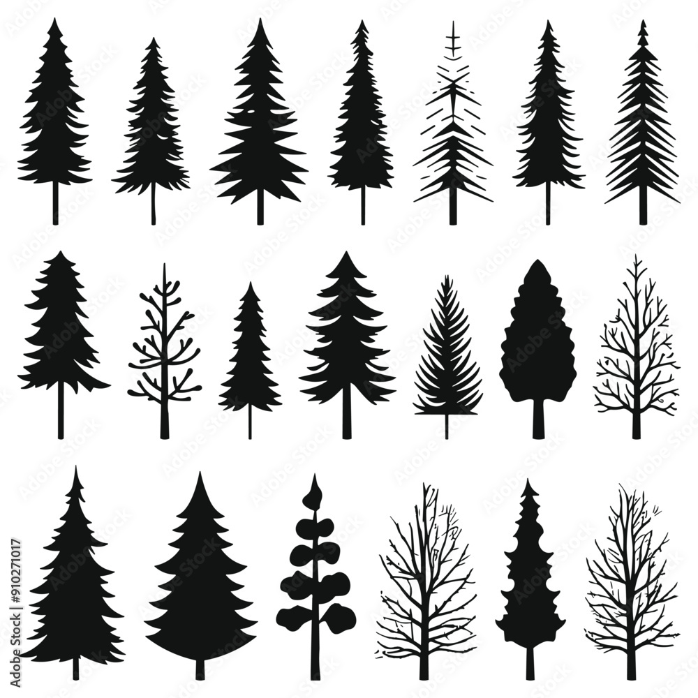 Obraz premium pine trees vector flat illustration