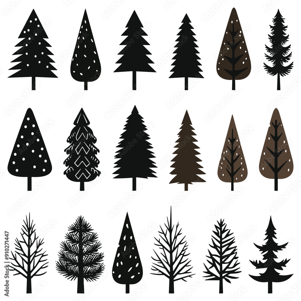 Fototapeta premium pine trees vector flat illustration