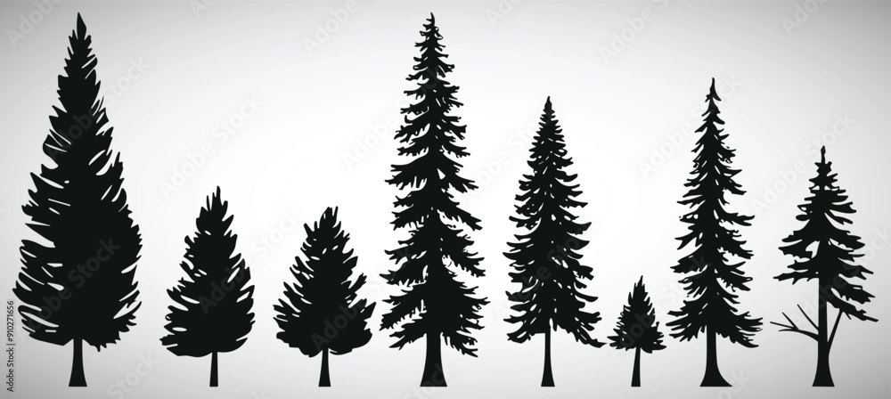 Obraz premium pine trees vector flat illustration