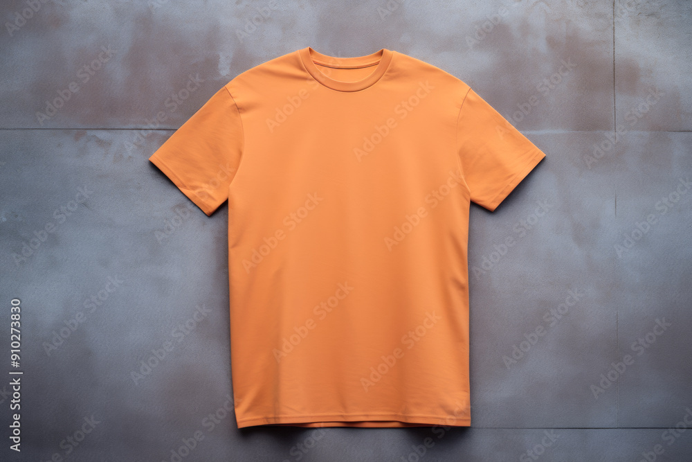 Orange Shirt Mockup on Concrete Wall Background: Blank Light Orange T-Shirt Mockup Unisex for Branding, Fashion Design, and Product Display Orange Shirt Mockup on Concrete Wall Background: Blank Light Orange T-Shirt Mockup Unisex for Branding, Fashion Design, and Product Display