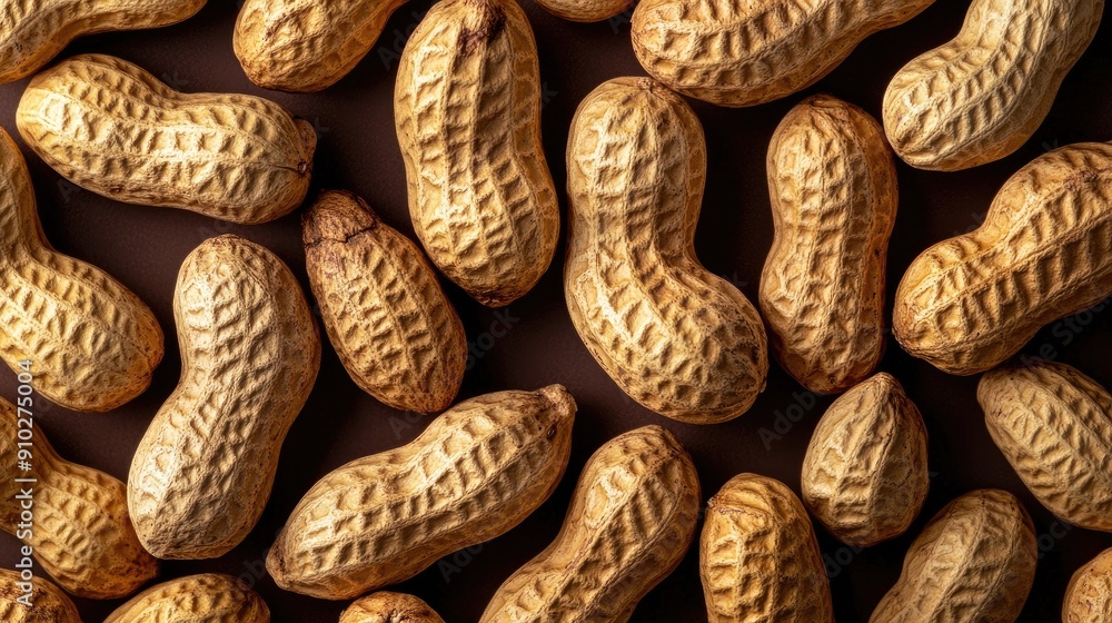 Close-up of peanuts viewed from above, forming a detailed and crunchy background. Close-up of peanuts viewed from above, forming a detailed and crunchy background.