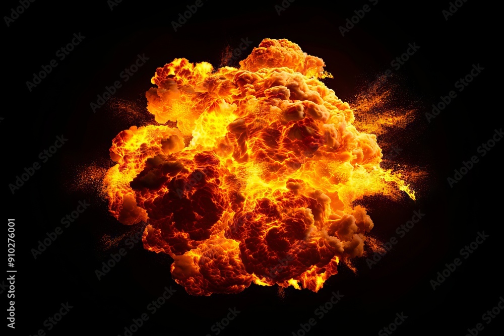 A large explosion of fire on a black background A large explosion of fire on a black background