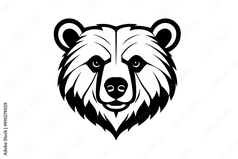 Minimalist Bear Head Logo on White Background Minimalist Bear Head Logo on White Background