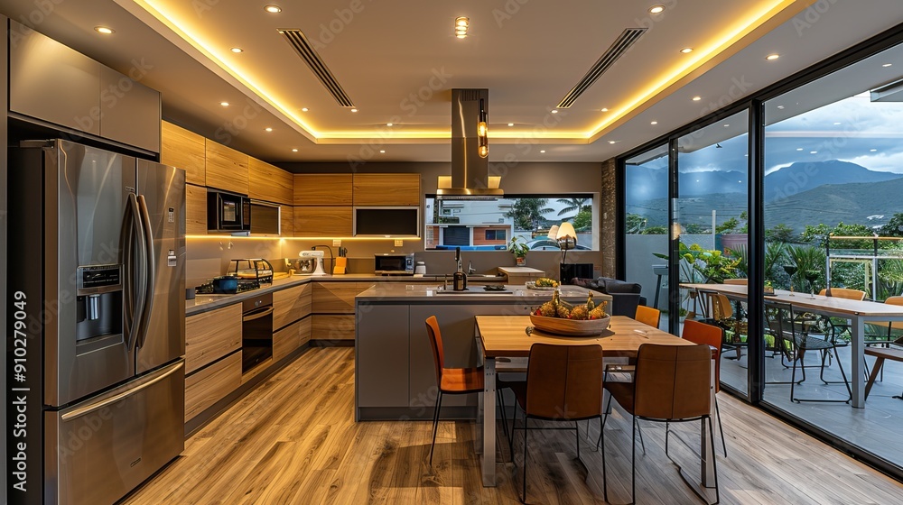 Modern kitchens featuring minimalist design, wooden elements, and sleek appliances. Vintage kitchen. AI generated image Modern kitchens featuring minimalist design, wooden elements, and sleek appliances. Vintage kitchen. AI generated image