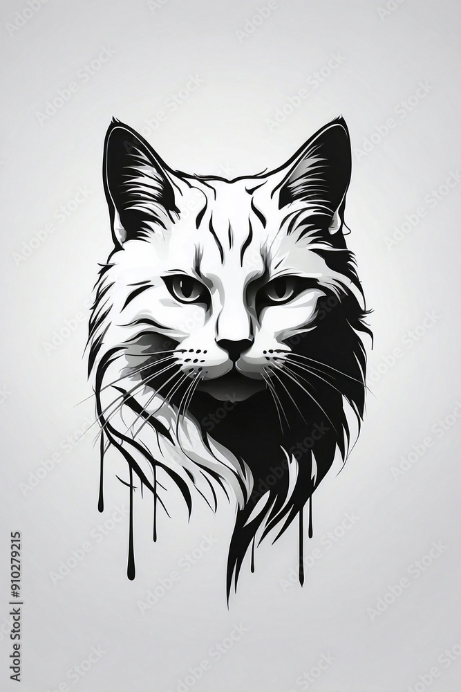 Obraz premium Minimalist Cat Head Logo on White Background