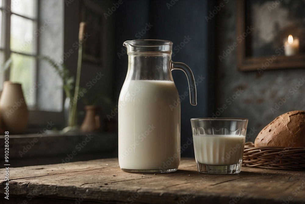 Refreshing Still Life with Milk in Daylight Refreshing Still Life with Milk in Daylight