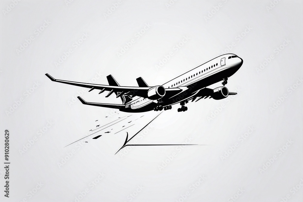 Minimalist Airplane Logo on White Background